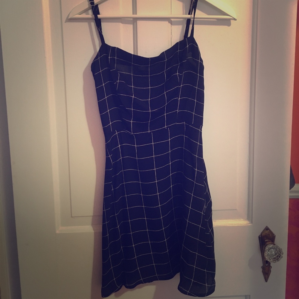 Réformation navy checked  XS mini dress